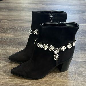 Schutz Teja Embellished Harness Boots Black Suede
